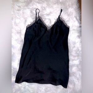 Victoria’s Secret Black Satin and Lace Trim Chemise